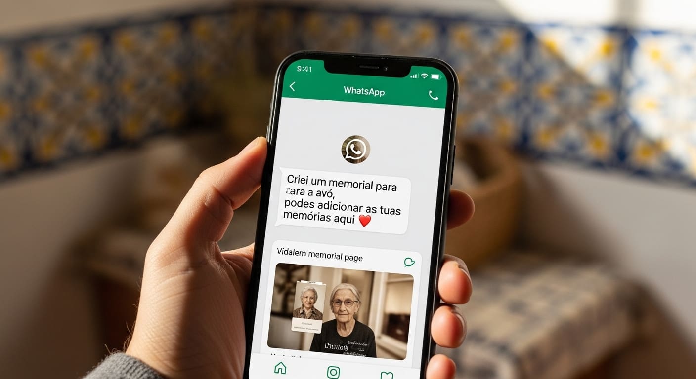 Partilhar memorial digital via WhatsApp com a família
